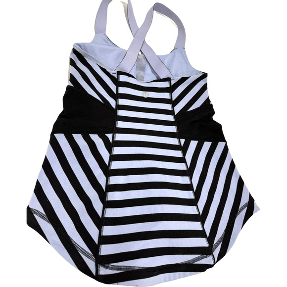 Lululemon Work It Out Tank Sea Stripe Polar Haze Black Built in Bra Womens Small - Picture 3 of 7